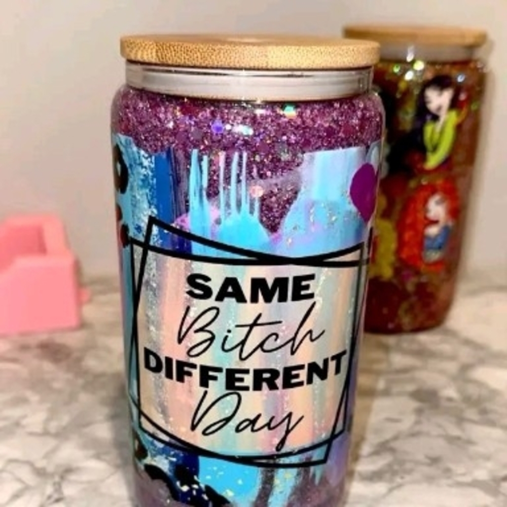 Glittery Purple Decorative Jar